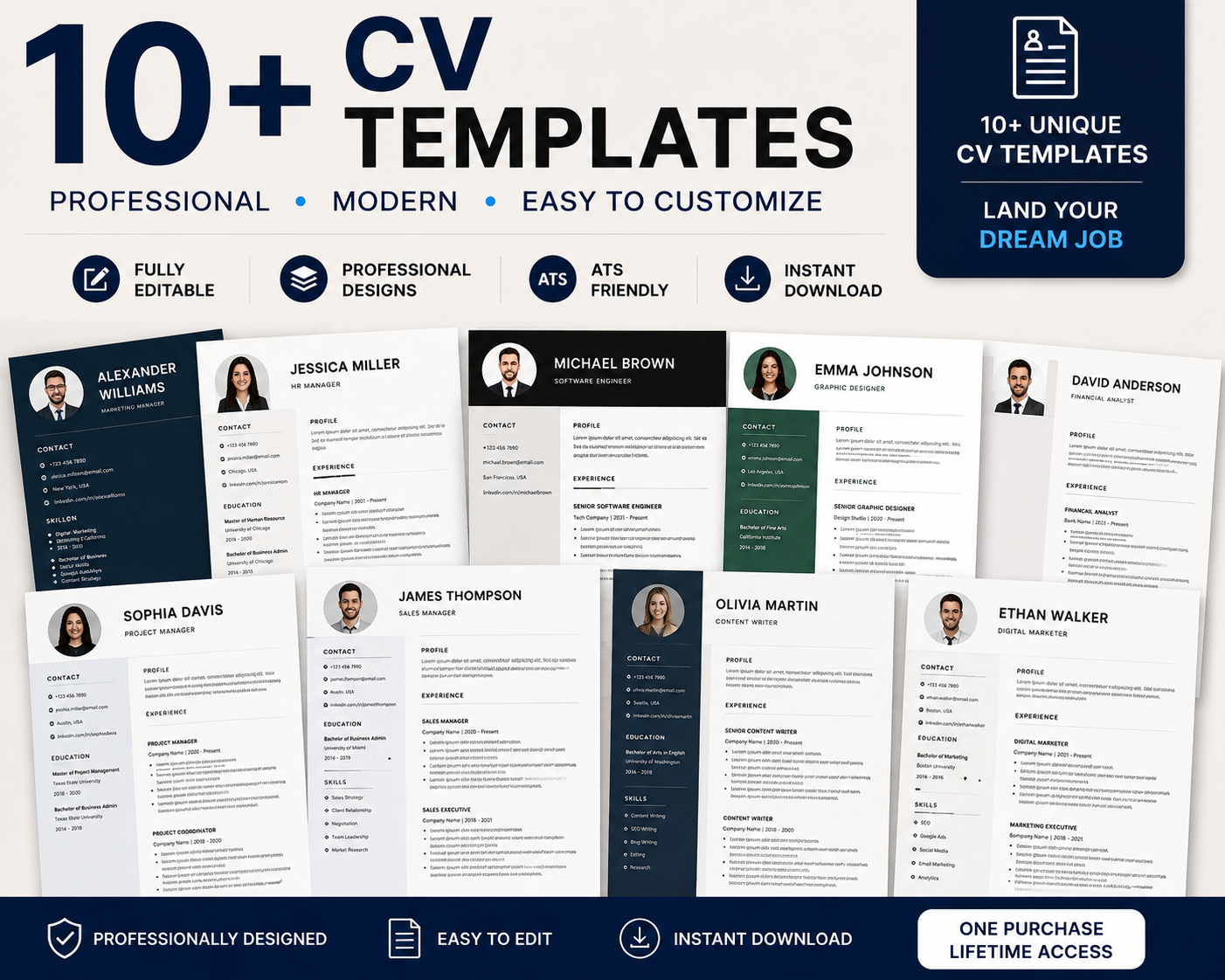 10+ Professional CV Templates | Modern Resume Templates